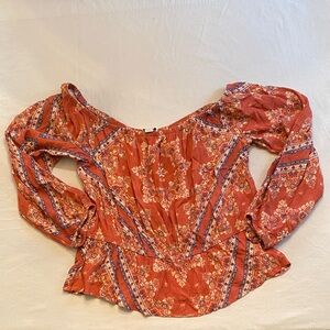 American Eagle Floral Bohemian Off-Shoulder Top